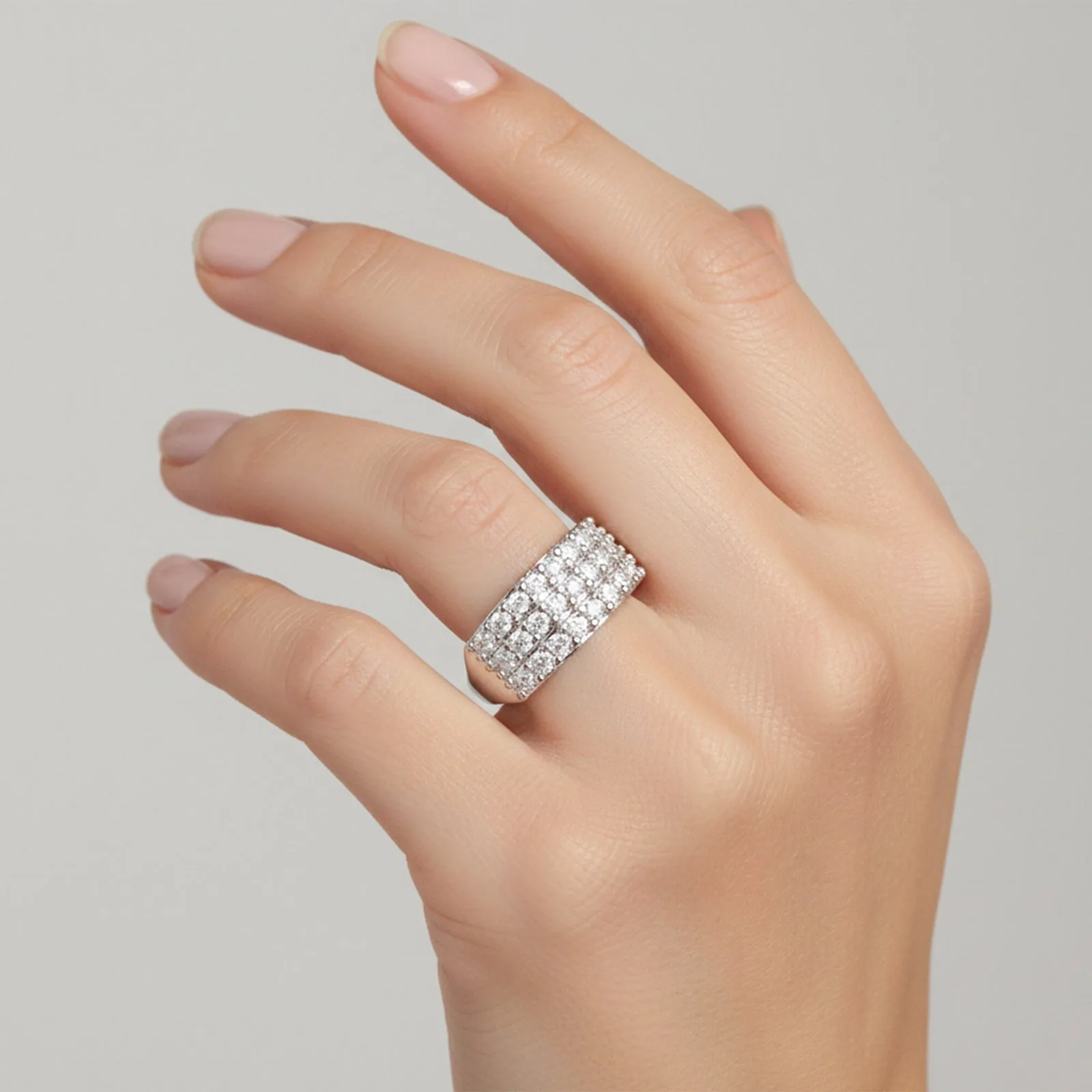 White Moissanite Round Cut Ring 1.20 Ct in 925 Sterling Silver for Women - view 5