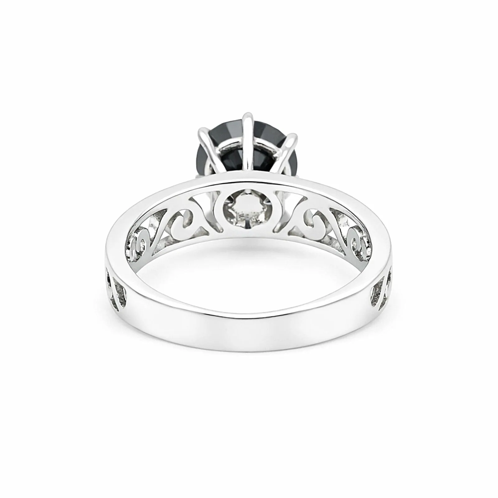 Black Moissanite Ring 2.64 Ct Round Cut 925 Sterling Silver Gift for Her - view 3
