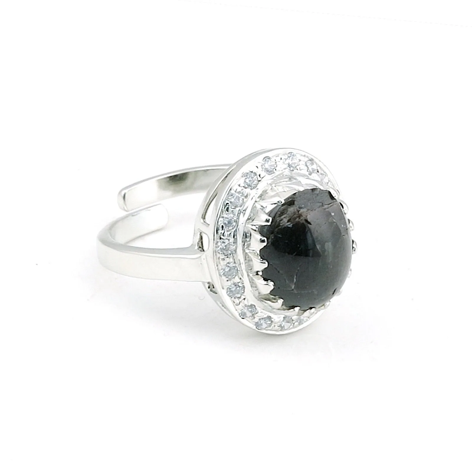 Blue Sapphire Solitaire Ring 6.50 Ct. Oval Cabochon Cut 925 Sterling Silver Stac - view 2