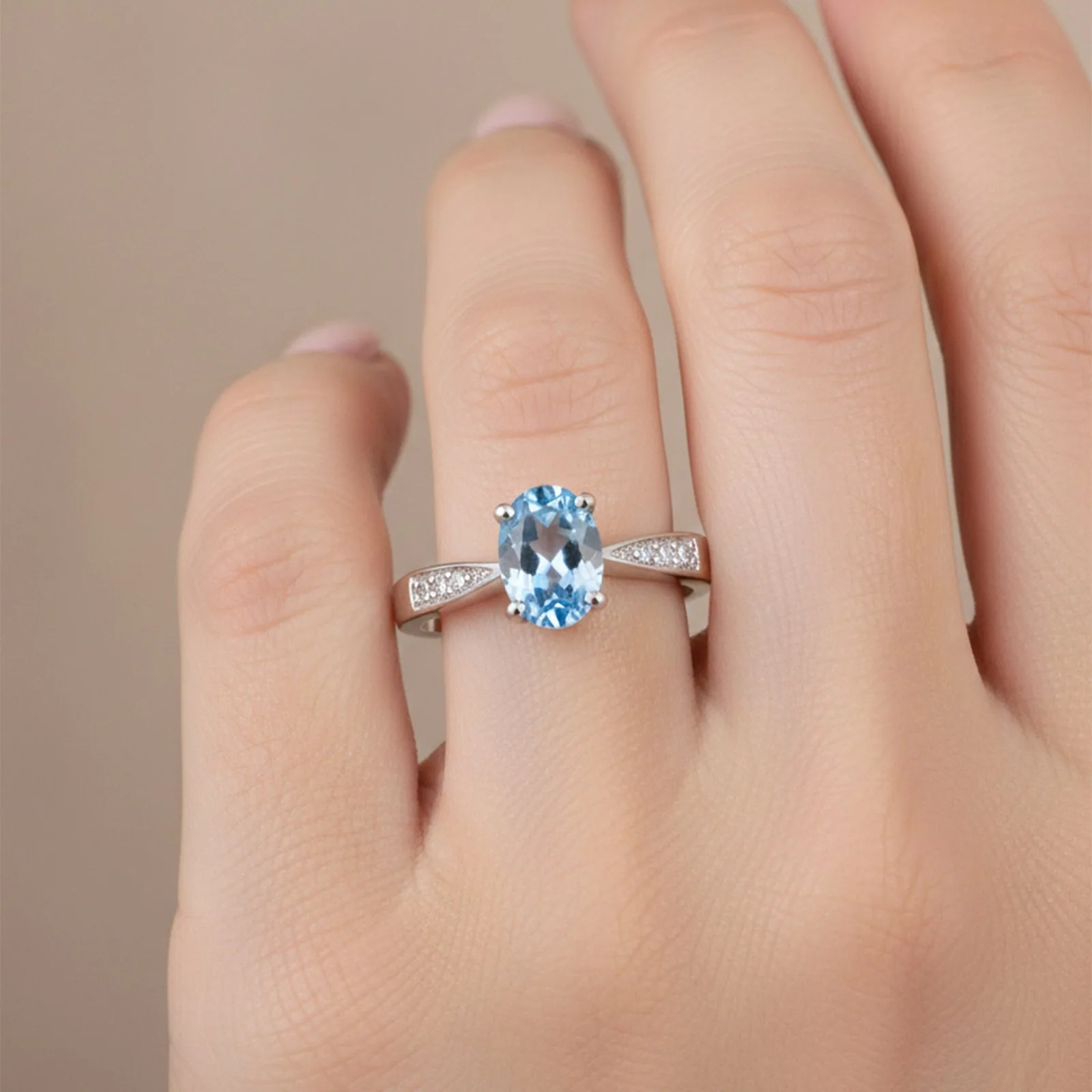 1.95 Ct. Aquamarine Oval Solitaire Ring 925 Sterling Silver Anniversary Fine Jew - view 5