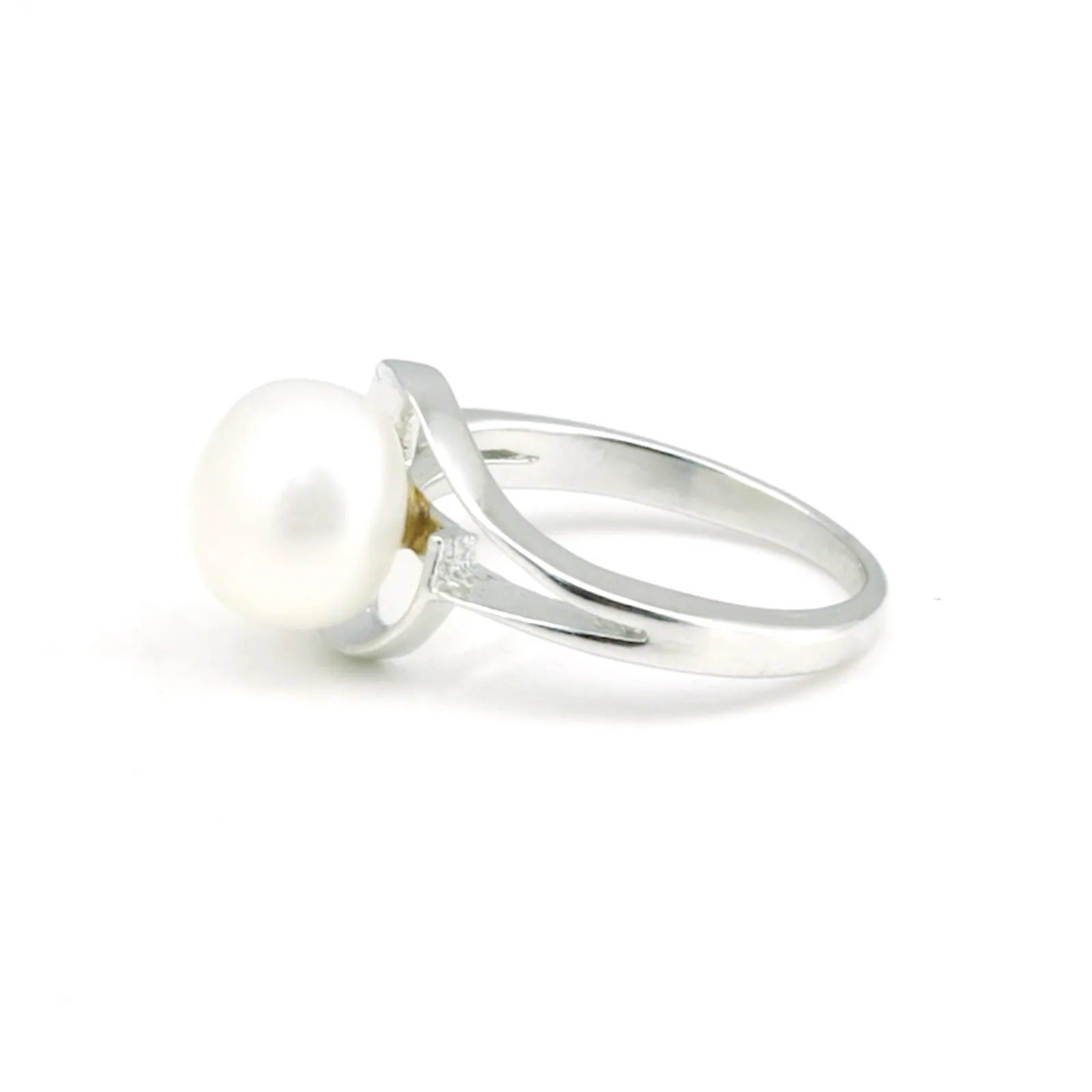 White Pearl Solitaire Ring 4.50 Ct. Round Cut 925 Sterling Silver Stackable Band - view 2