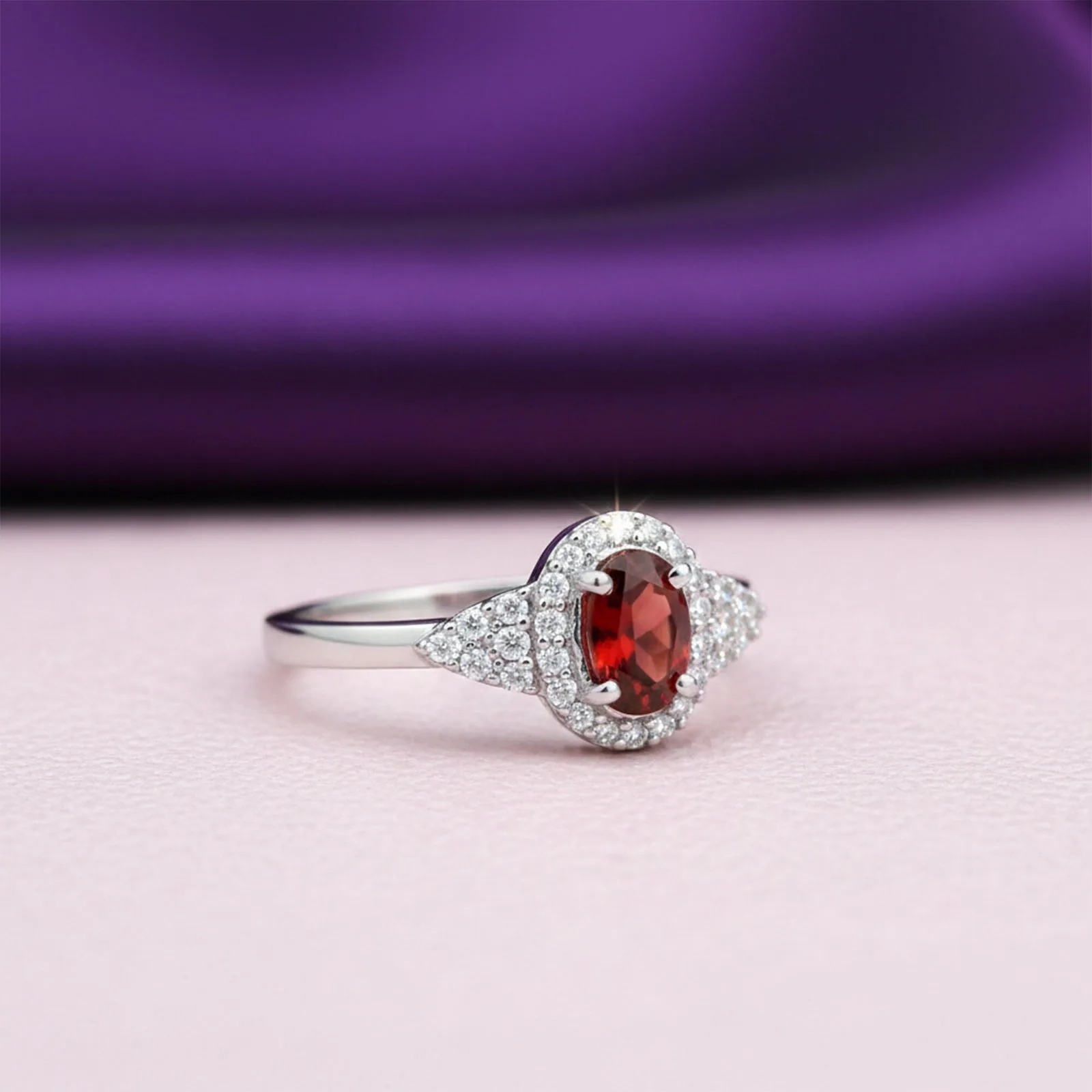 Red Ruby Oval Cut Solitaire Ring 2.28 Ct. 925 Sterling Silver Gift for Her - view 4