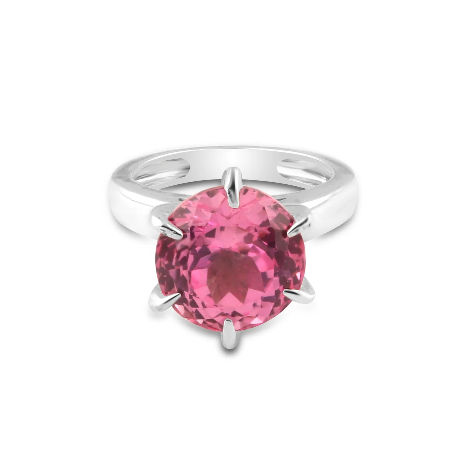 2.80 Ct. Pink Tourmaline Ring Round Cut 925 Sterling Silver Eternity Band Fine G - view 4