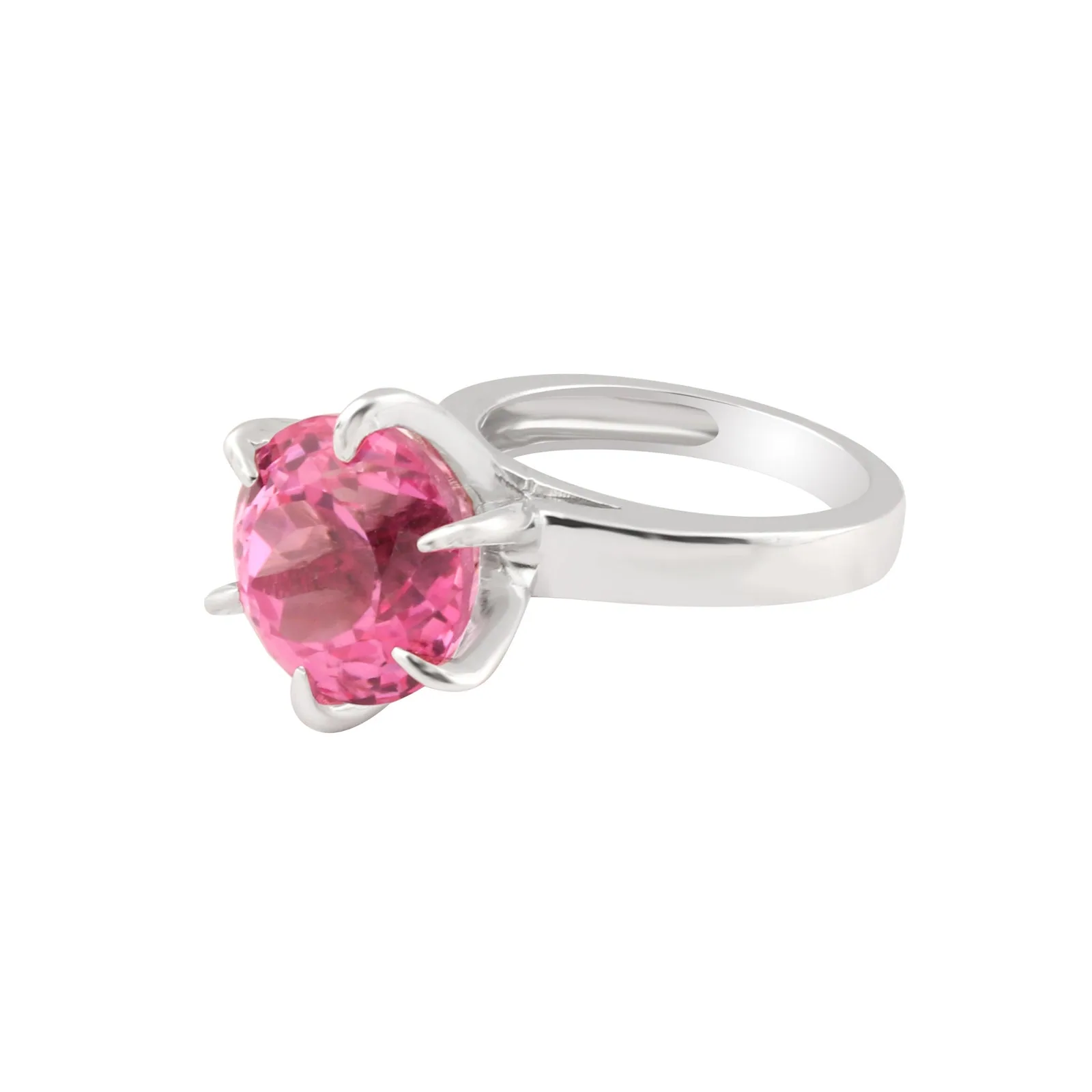 2.80 Ct. Pink Tourmaline Ring Round Cut 925 Sterling Silver Eternity Band Fine G - view 6