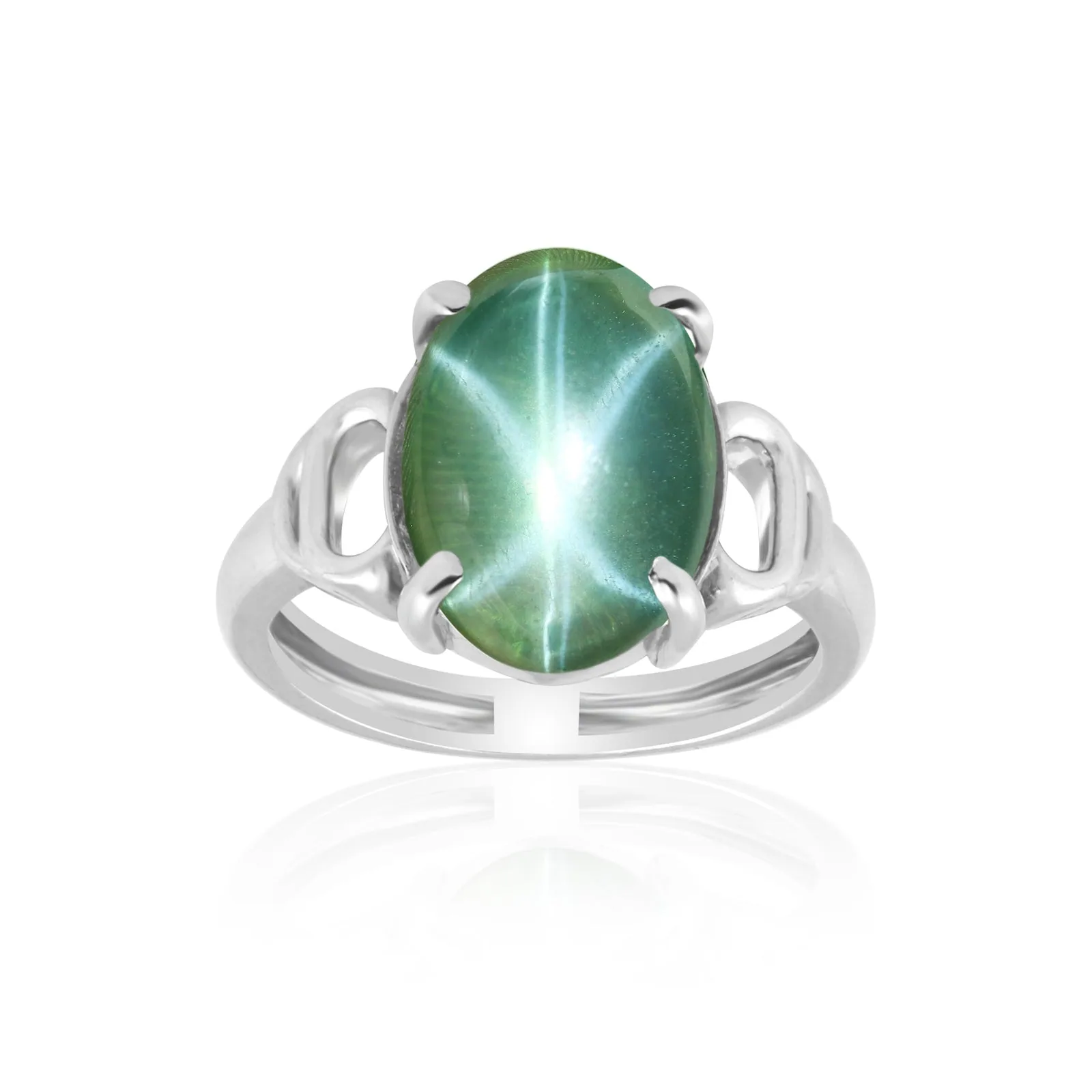 Sapphire Oval Cabochon Solitaire Gemstone Ring 3.00 Ct. 925 Sterling Silver Wome - view 6