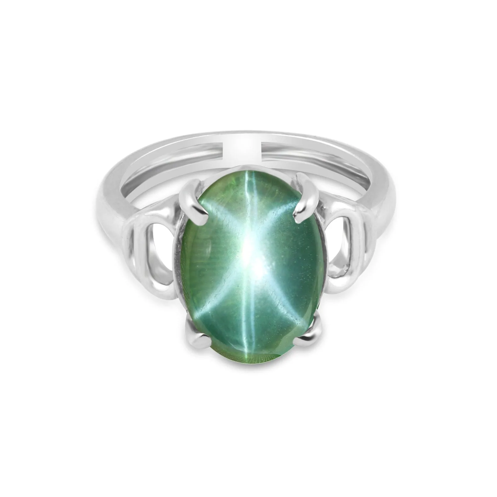 Green Sapphire Oval Cabochon Cut Solitaire Ring 3.50 Ct. 925 Sterling Silver Gif - view 4