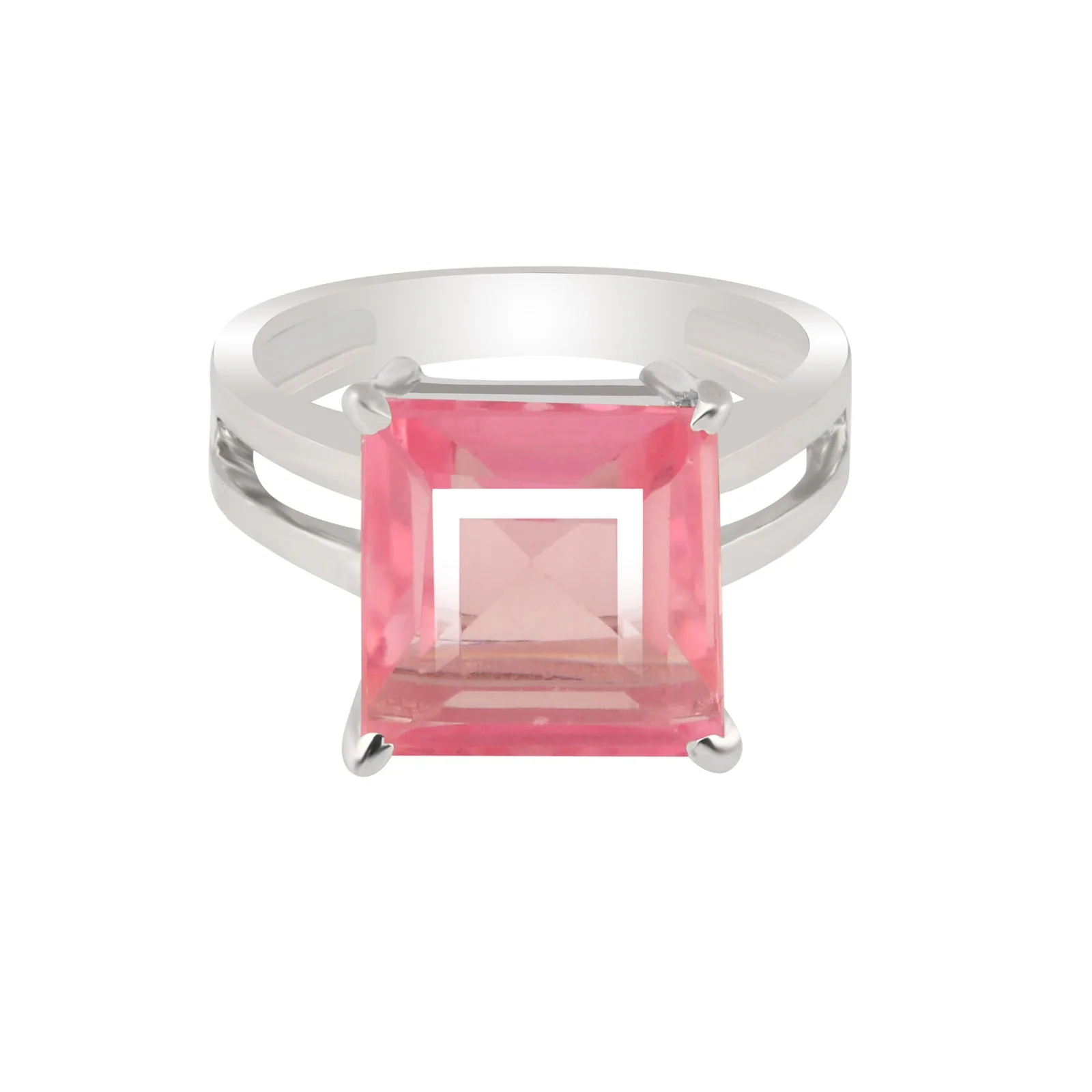 Pink Kunzite Square Cut Solitaire Ring 3.00 Ct. 925 Sterling Silver Gift for Her - view 3
