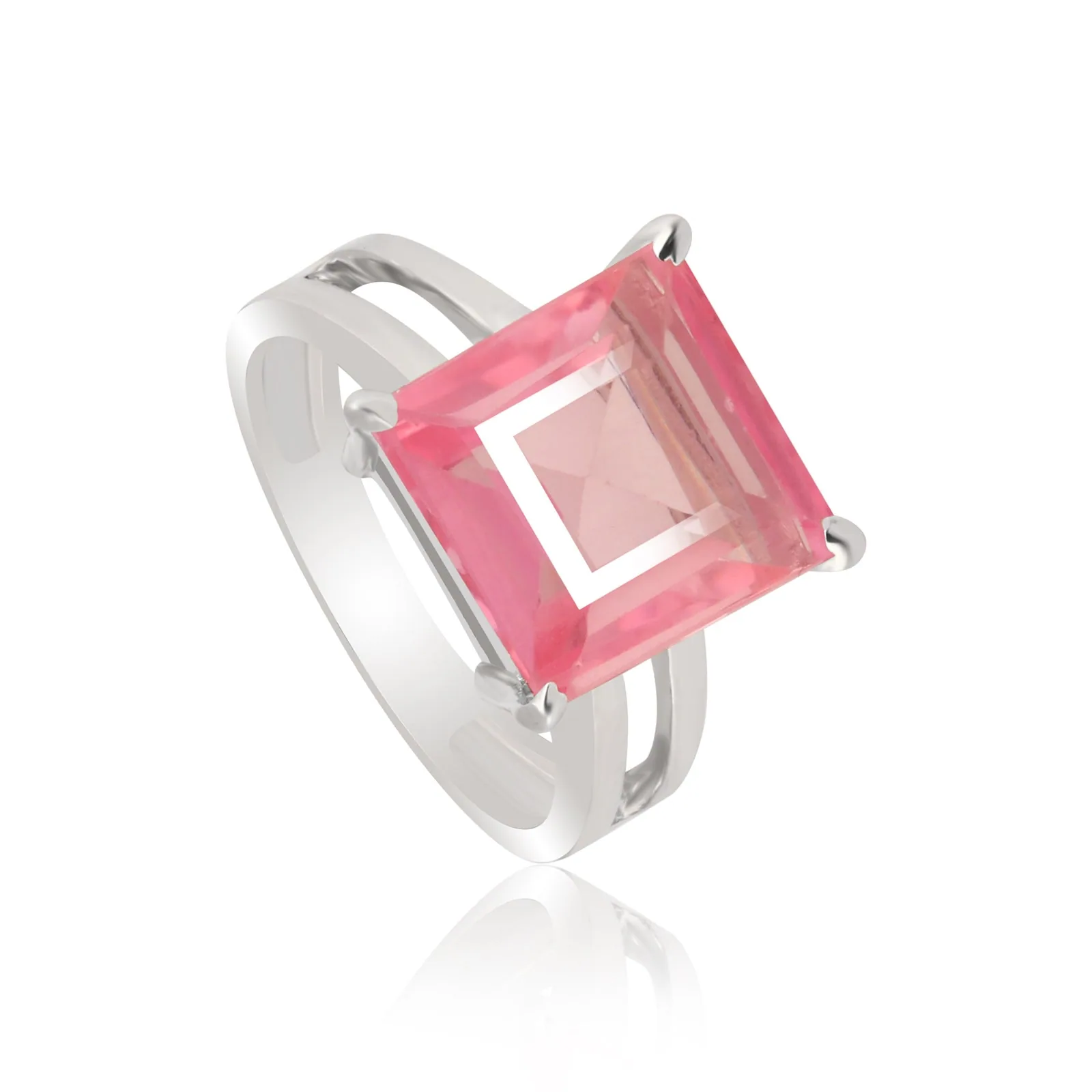 Pink Kunzite Square Cut Solitaire Ring 3.00 Ct. 925 Sterling Silver Gift for Her - view 4