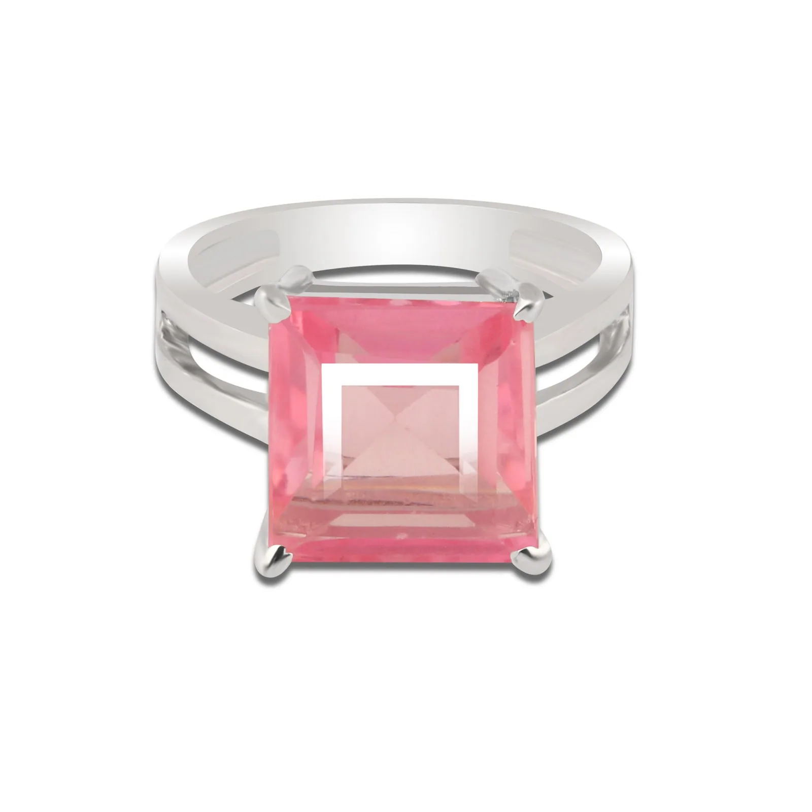 Pink Kunzite Square Cut Solitaire Ring 3.00 Ct. 925 Sterling Silver Gift for Her - view 5