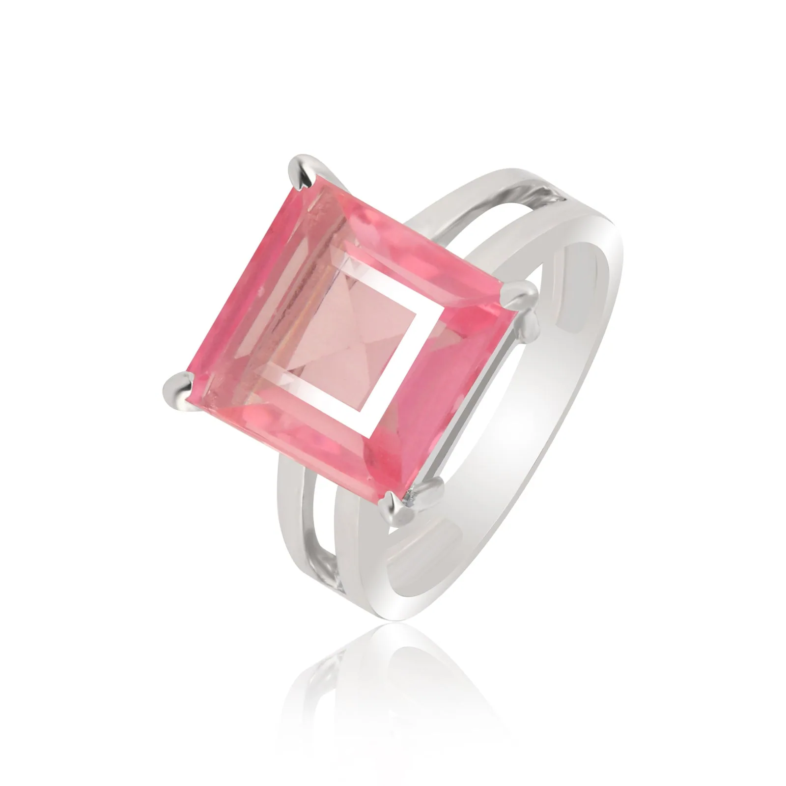 Pink Kunzite Square Cut Solitaire Ring 3.00 Ct. 925 Sterling Silver Gift for Her - view 6