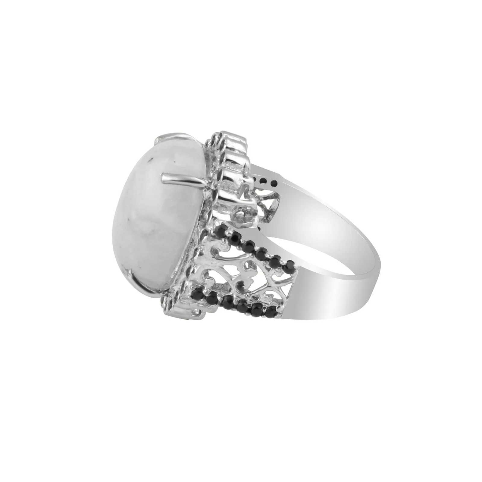 Moonstone Round Solitaire Gemstone Ring 9.00 Ct. 925 Sterling Silver Women Gift - view 5
