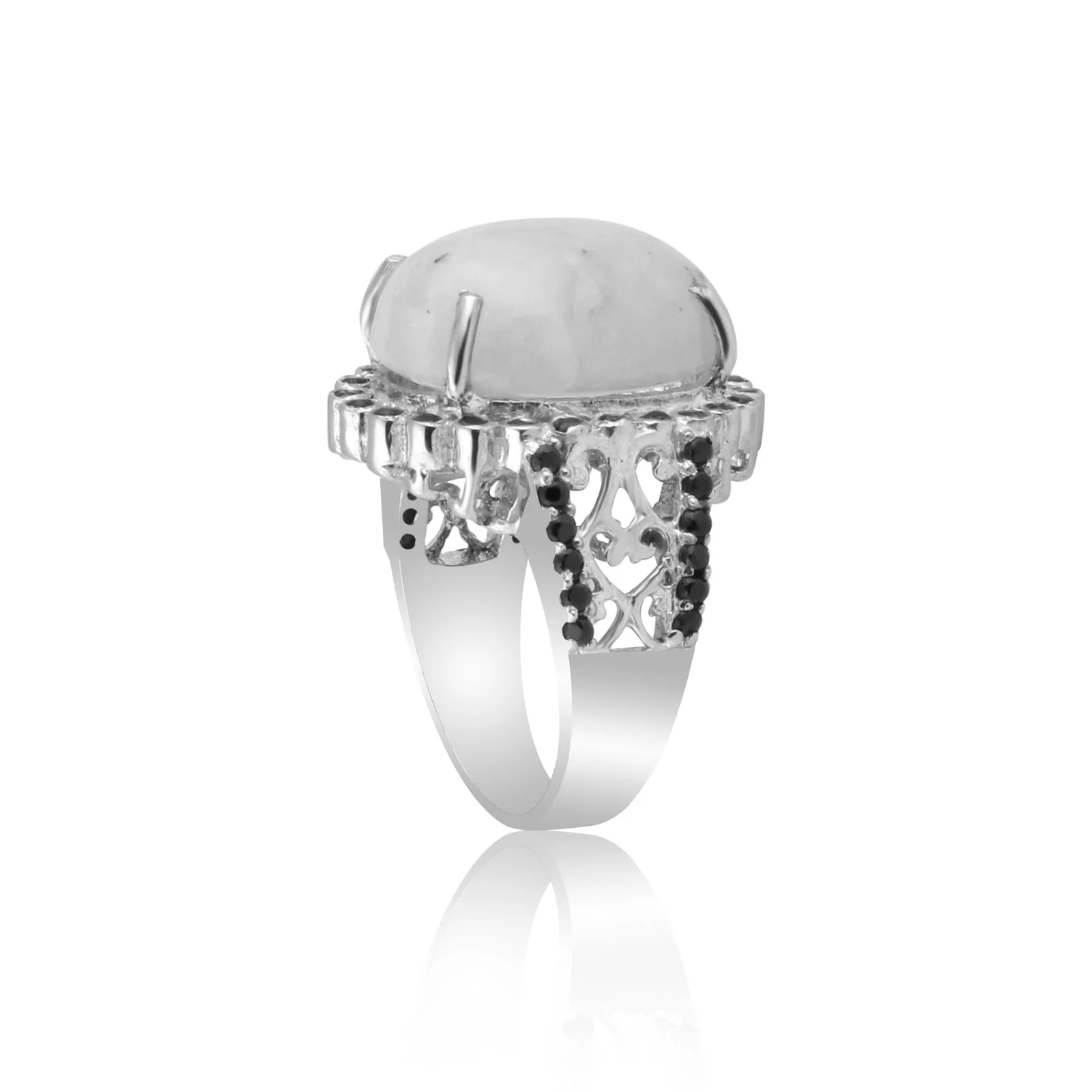 Moonstone Round Solitaire Gemstone Ring 9.00 Ct. 925 Sterling Silver Women Gift - view 6