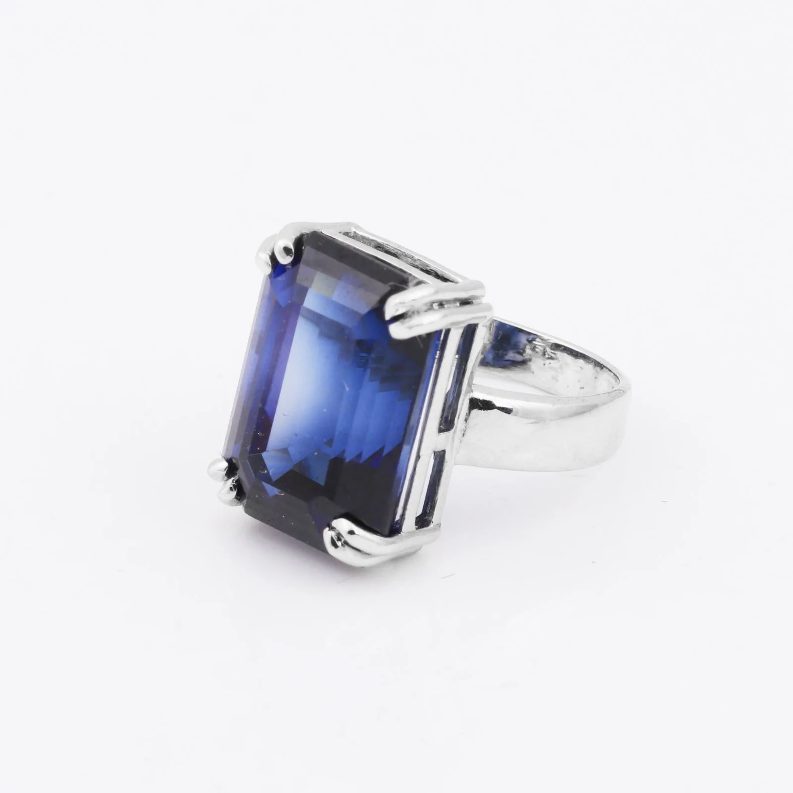 4.55 Ct. Sapphire Emerald Cut Gemstone Ring in 925 Sterling Silver - view 5