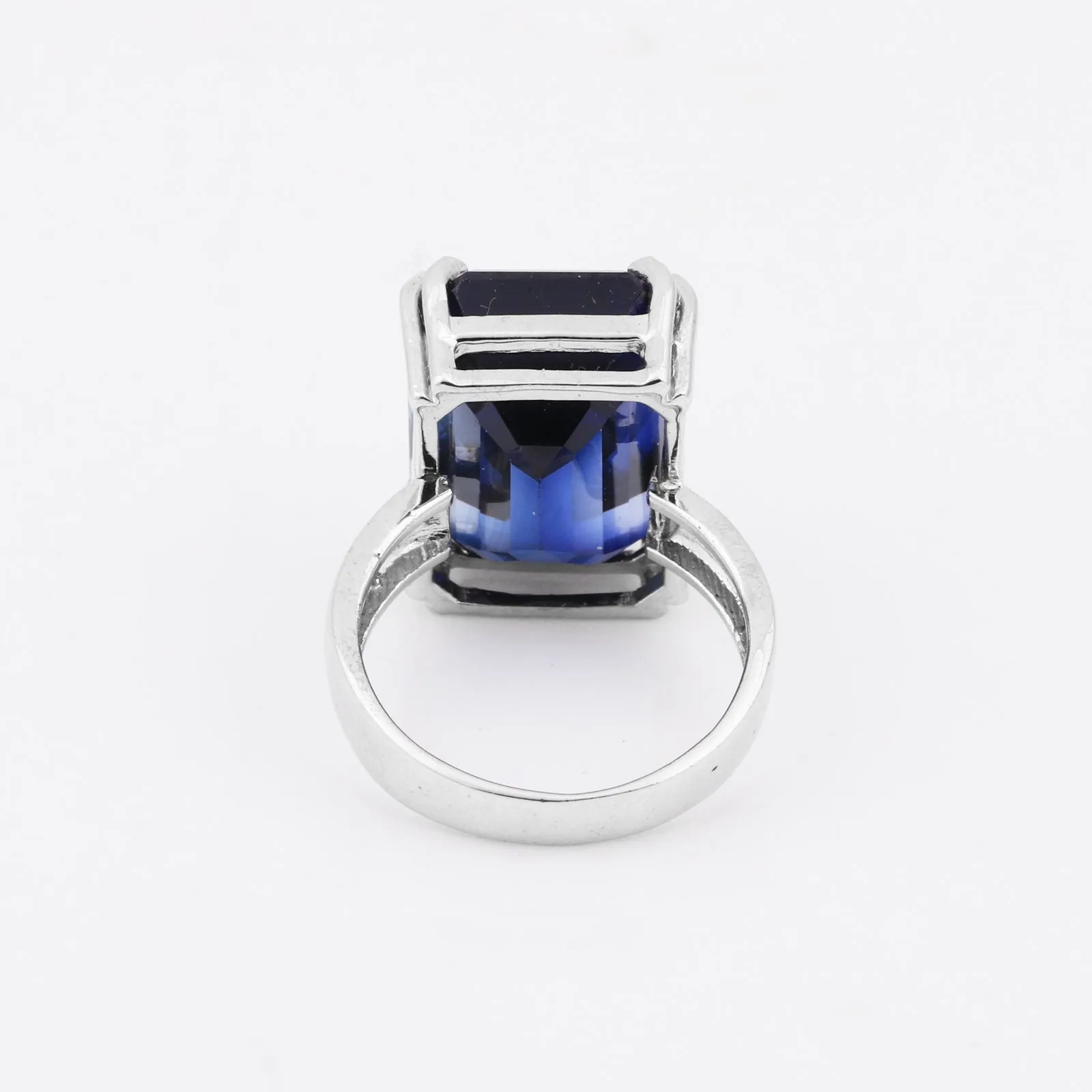 4.55 Ct. Sapphire Emerald Cut Gemstone Ring in 925 Sterling Silver - view 6