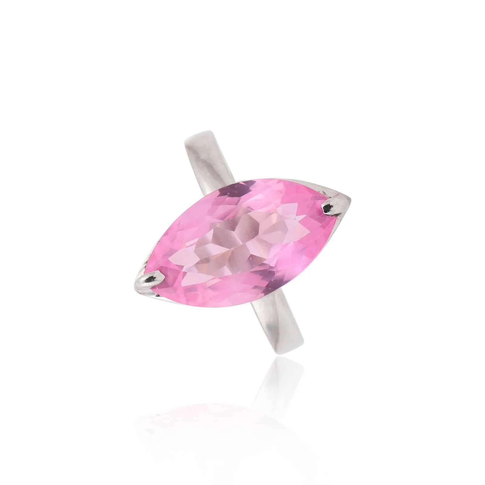 Pink Kunzite Marquise Ring 3.00 Ct. 925 Sterling Silver Stackable Eternity Band - view 3