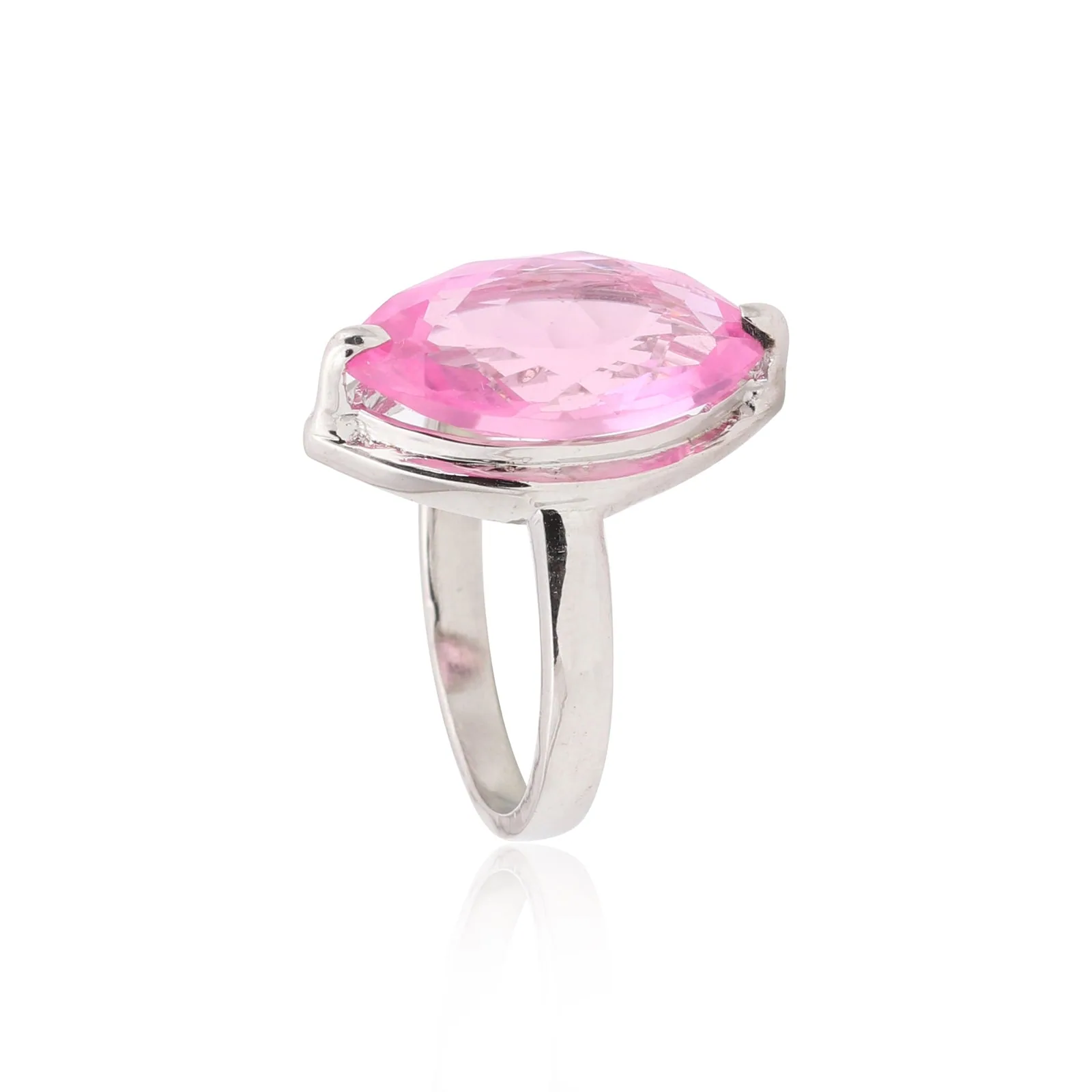 Pink Kunzite Marquise Ring 3.00 Ct. 925 Sterling Silver Stackable Eternity Band - view 4