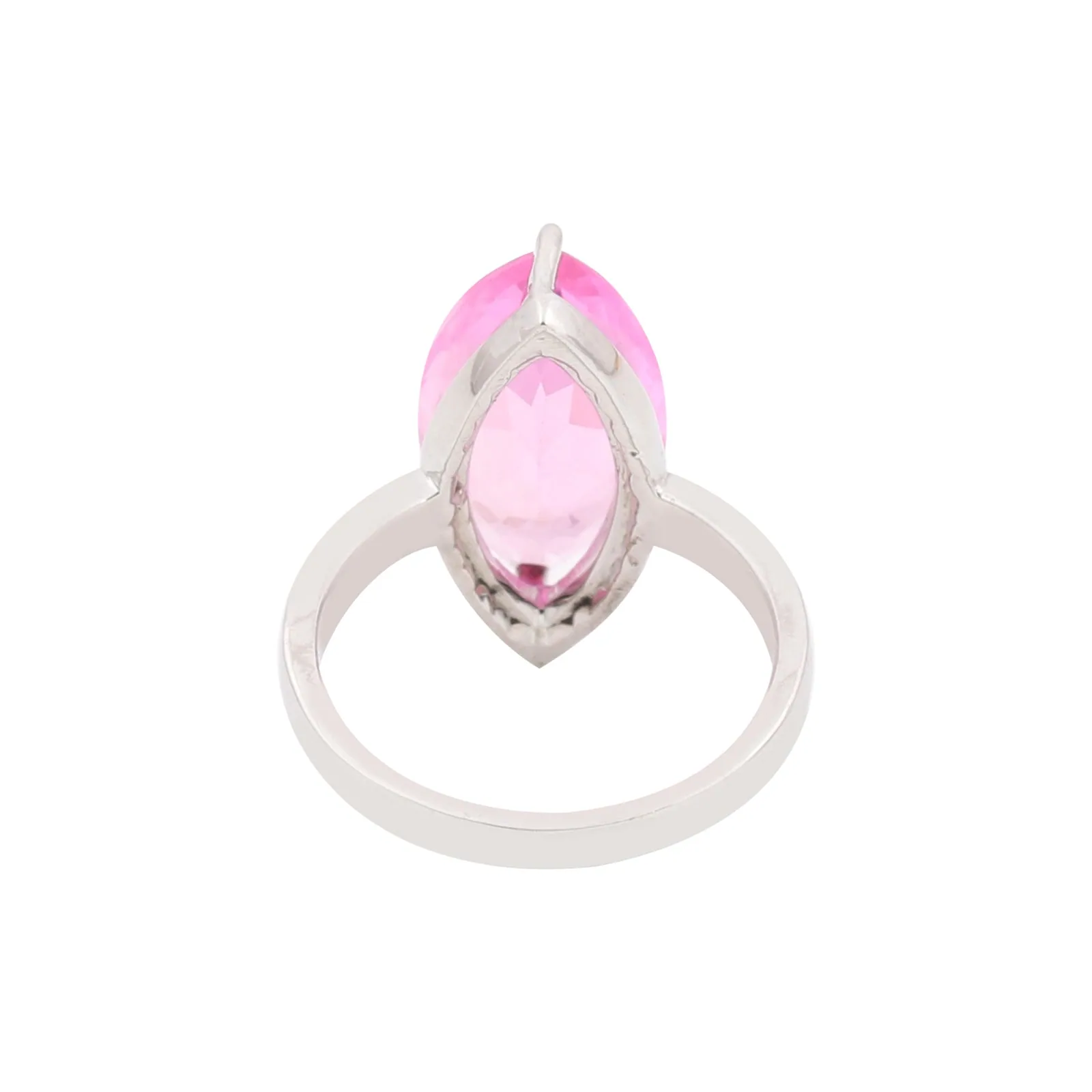 Pink Kunzite Marquise Ring 3.00 Ct. 925 Sterling Silver Stackable Eternity Band - view 5
