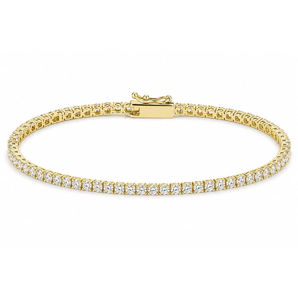 5.00Ct Certified Natural GH/VS Diamond Tennis Bracelet 14k Gold Birthday Gift