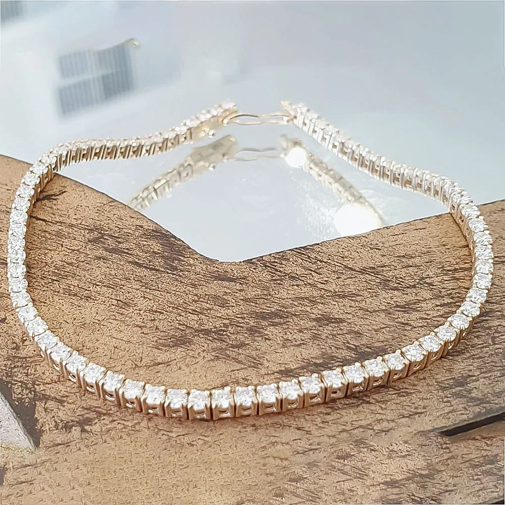 5.00Ct Certified Natural GH/VS Diamond Tennis Bracelet 14k Gold Birthday Gift - view 2