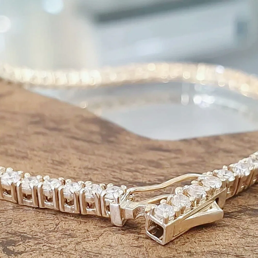 5.00Ct Certified Natural GH/VS Diamond Tennis Bracelet 14k Gold Birthday Gift - view 3
