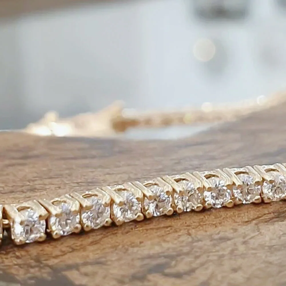 5.00Ct Certified Natural GH/VS Diamond Tennis Bracelet 14k Gold Birthday Gift - view 4