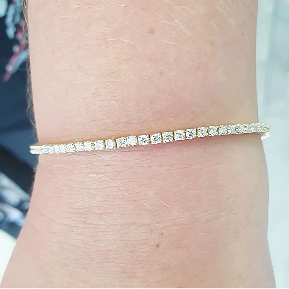 5.00Ct Certified Natural GH/VS Diamond Tennis Bracelet 14k Gold Birthday Gift - view 5