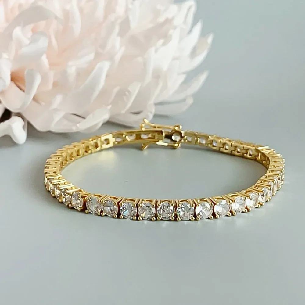 GH/VS Certified 4.99Ct Round Natural Diamond Tennis Bracelet 14k Yellow Gold - view 2