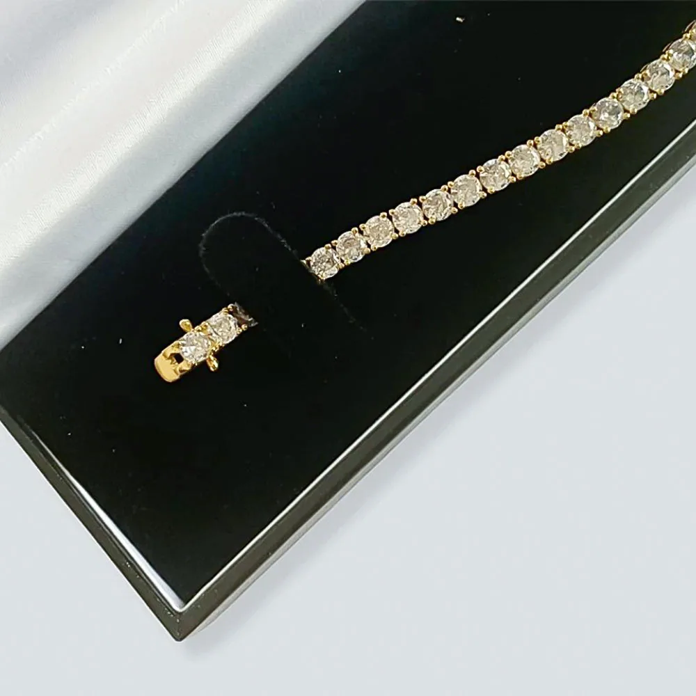 GH/VS Certified 4.99Ct Round Natural Diamond Tennis Bracelet 14k Yellow Gold - view 3