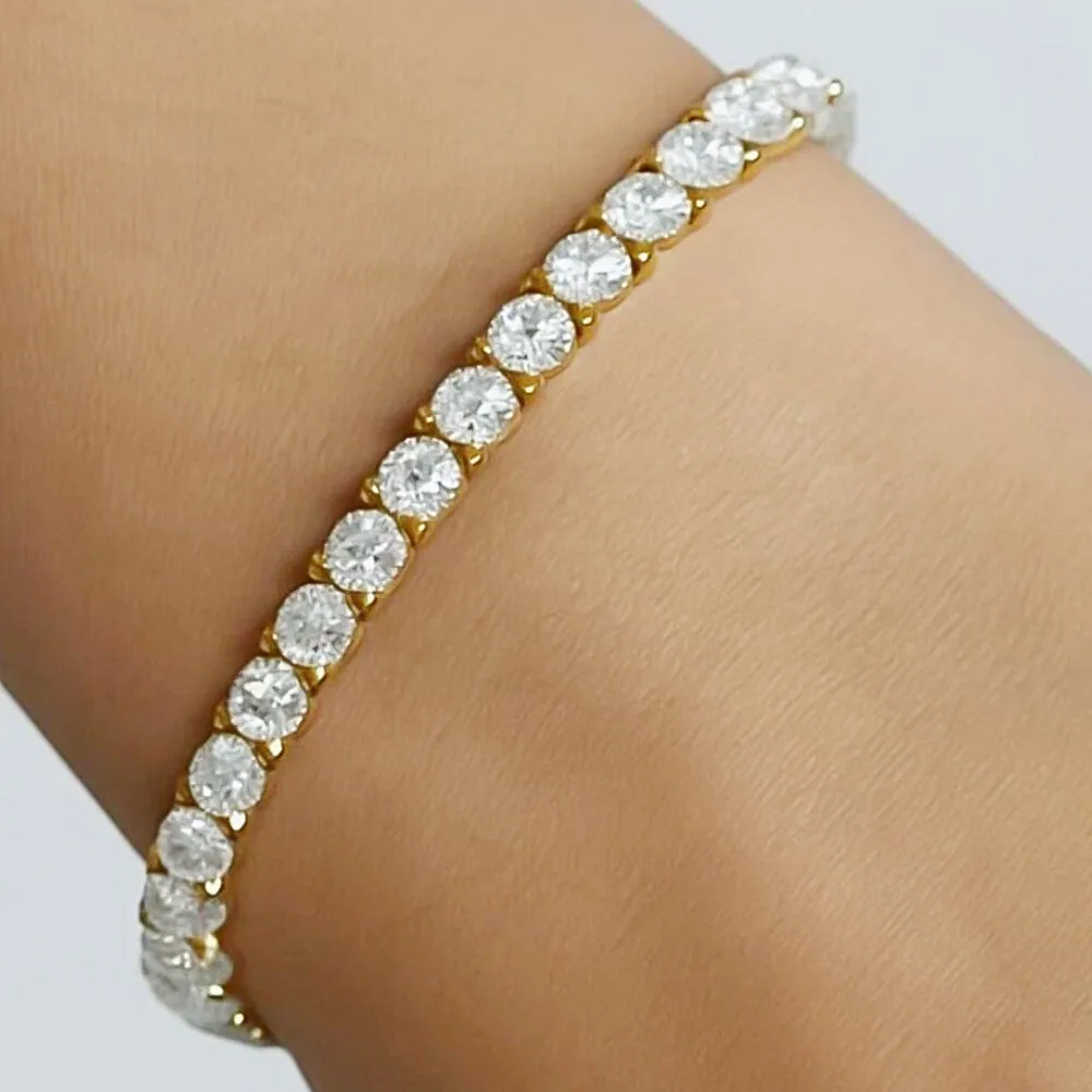 IGI Sparkling 6.00Ct Natural Diamond Tennis Bracelet 14k Yellow Gold GH/VS - view 2