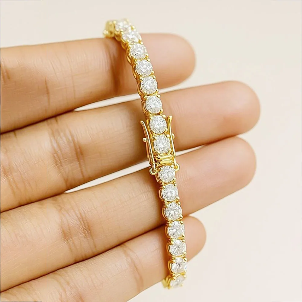 IGI Sparkling 6.00Ct Natural Diamond Tennis Bracelet 14k Yellow Gold GH/VS - view 3