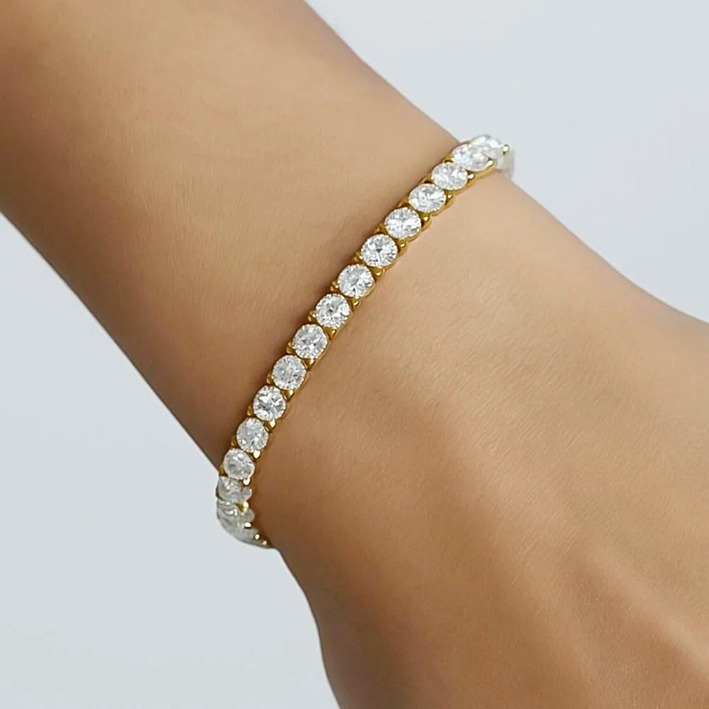 IGI Sparkling 6.00Ct Natural Diamond Tennis Bracelet 14k Yellow Gold GH/VS - view 4