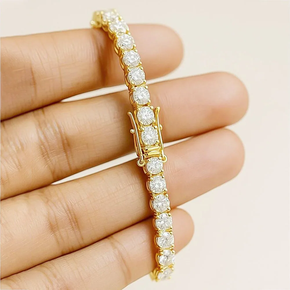 IGI Sparkling 6.00Ct Natural Diamond Tennis Bracelet 14k Yellow Gold GH/VS - view 5