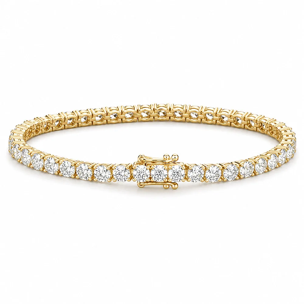 Valentine Special Gift Round Cut 5.40Ct Natural Diamond Tennis Bracelet 14k Gold