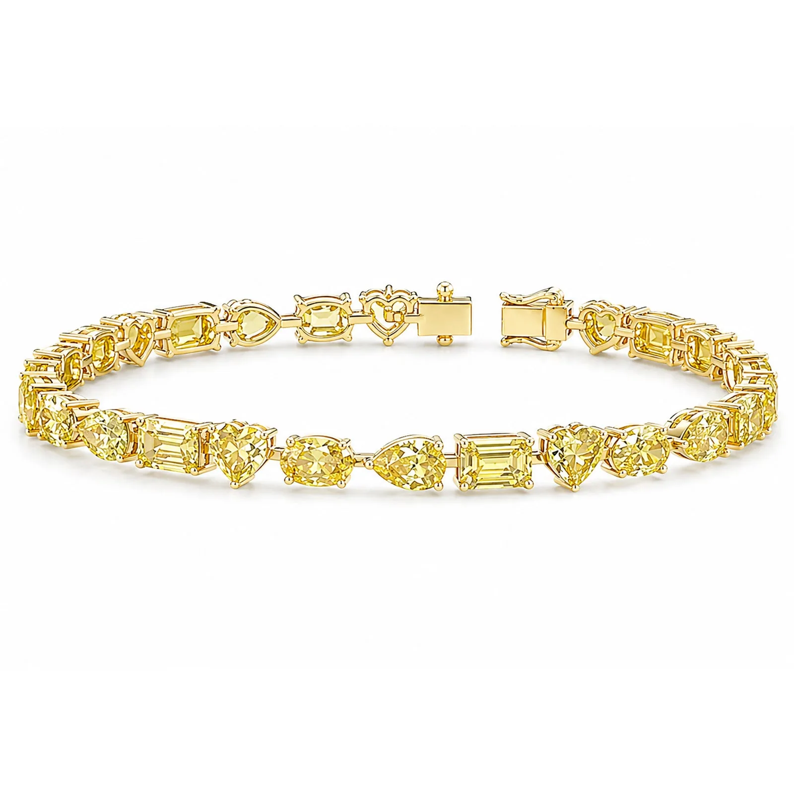 14k Gold Fancy Yellow Lab-Grown Diamond Multi Cut Women’s Tennis Bracelet