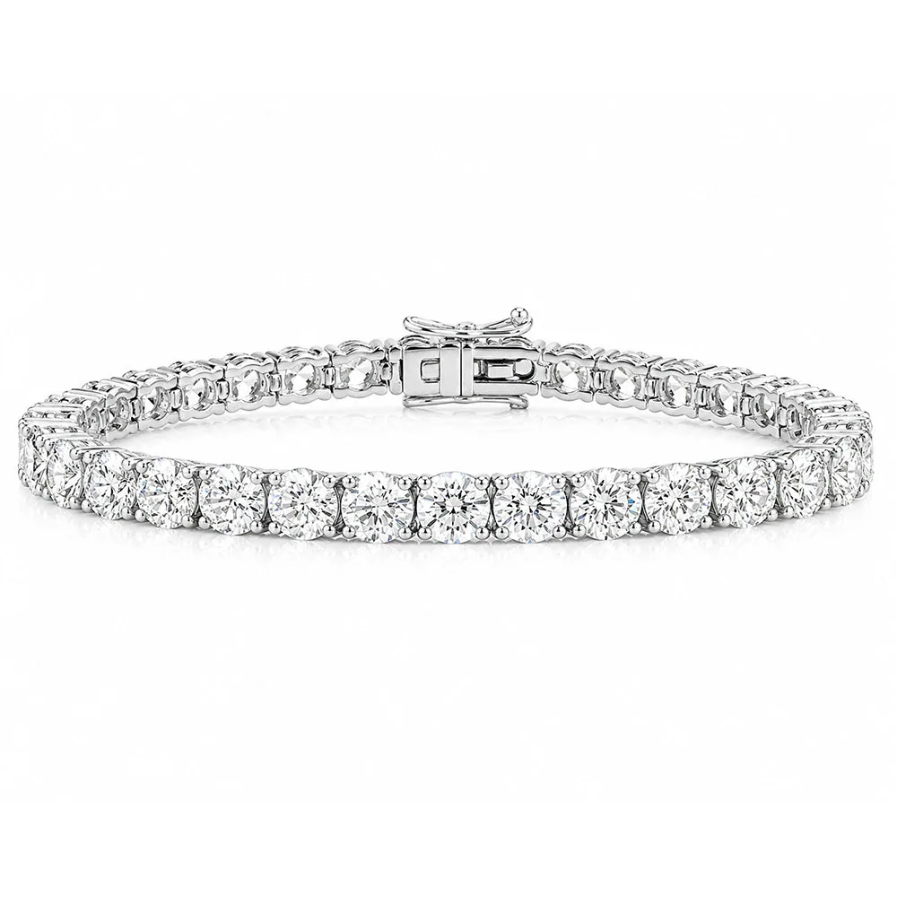 14K White Gold 7.00CT Round Cut Natural Diamond Tennis Bracelet Wedding Gift
