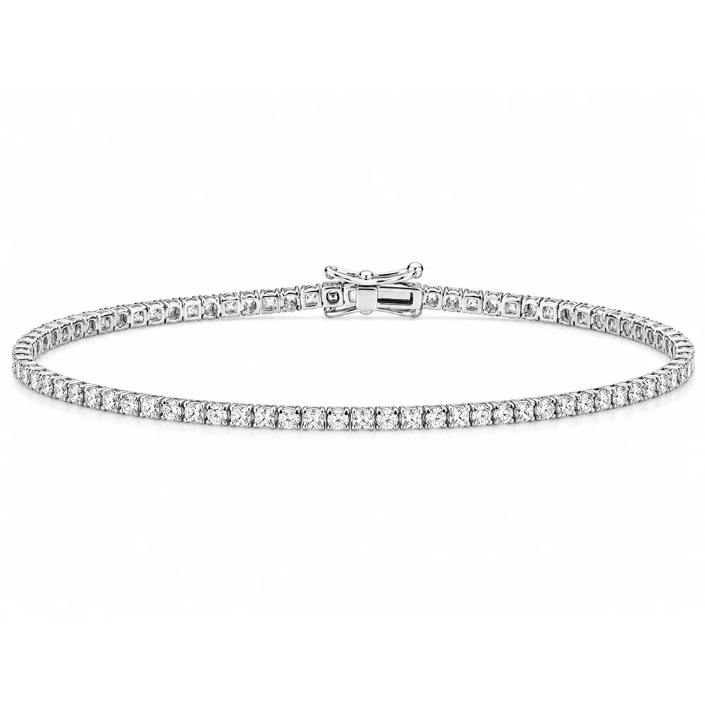 3.49Ct Natural Diamond Tennis Bracelet Engagement Wedding Round 14k Gold