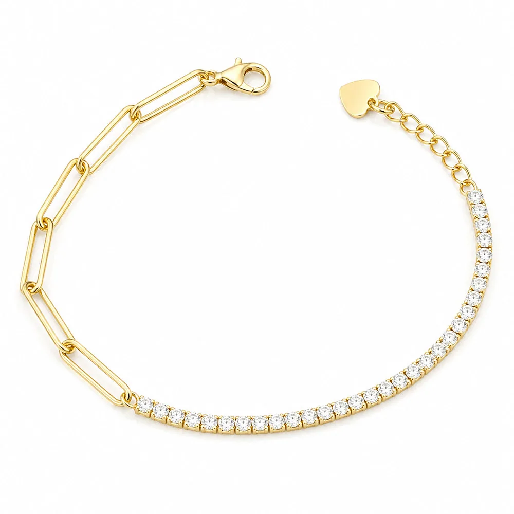 Women 1.50Ct Round Natural GH/SI Diamond Chain Tennis Bracelet 14k Yellow Gold
