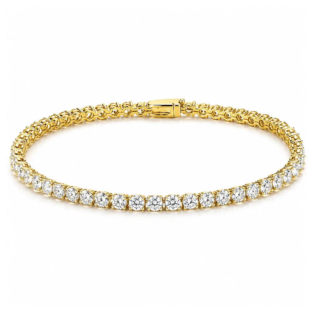 Certified 6.20Ct GH/VS Round Cut Natural Diamond Women Tennis Bracelet 14k Gold