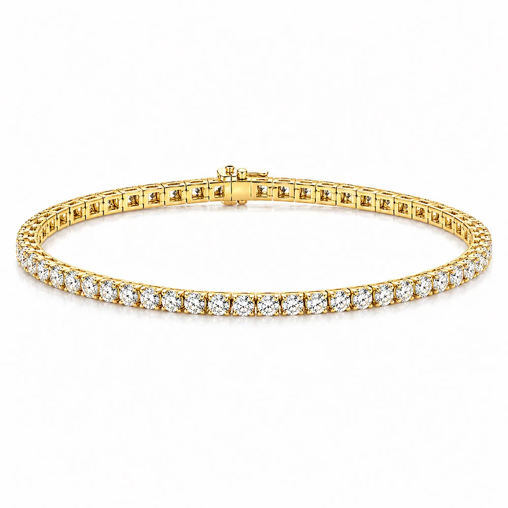 3.50Ct Round GH/VS Certified Natural Diamond Tennis Her Bracelet 14k Yellow Gold