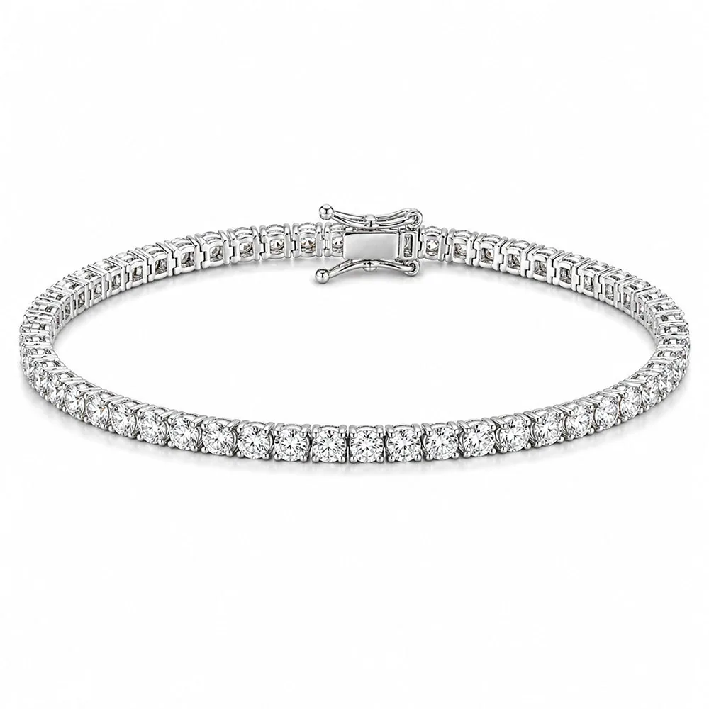 14k White Gold Sparkling Wedding Tennis Bracelet Certified Natural Diamond 6Ct