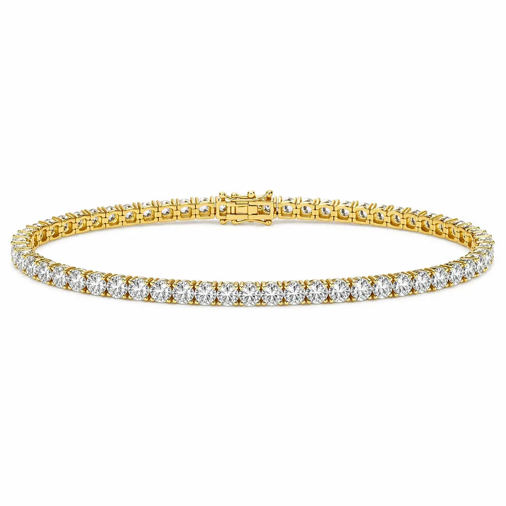 GH/VS Certified 6Ct Round Cut Sparkling Natural Diamond 14k Gold Tennis Bracelet