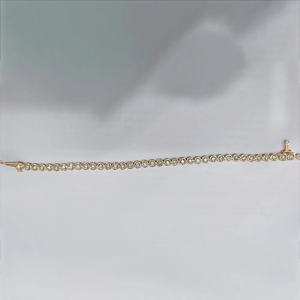 6Ct Round GH/VS Natural Diamond Bezel Set Women Tennis Bracelet 14Kt Yellow Gold - view 6