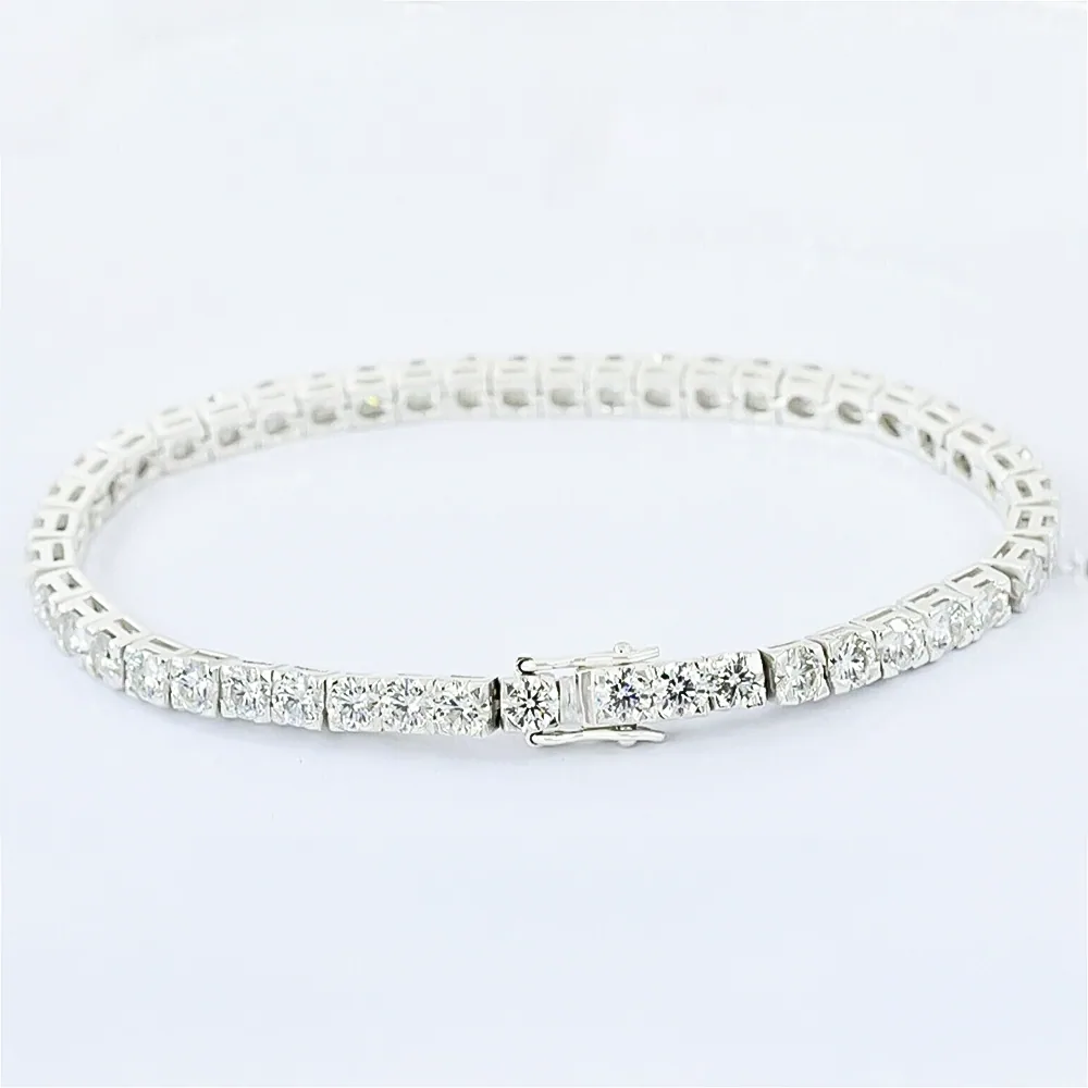 5Ct Round Cut GH/VS Natural Diamond Tennis Bracelet Birthday Gift 14k White Gold - view 3