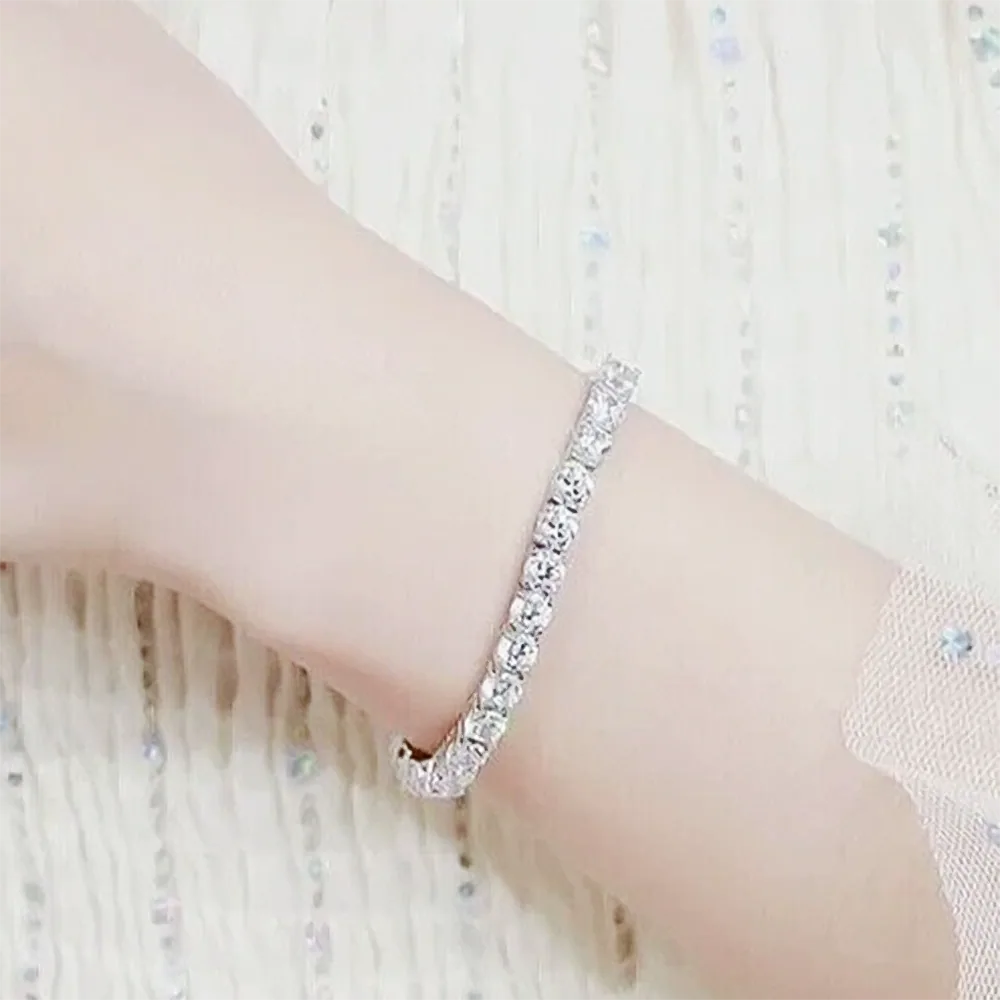 5Ct Round Cut GH/VS Natural Diamond Tennis Bracelet Birthday Gift 14k White Gold - view 5