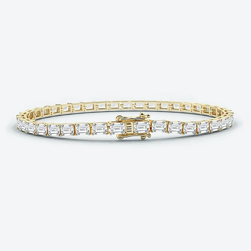 14k Yellow Gold 4.0Ct Emerald Cut Lab Grown IGI Diamond Tennis Bracelet Women’s - view 5