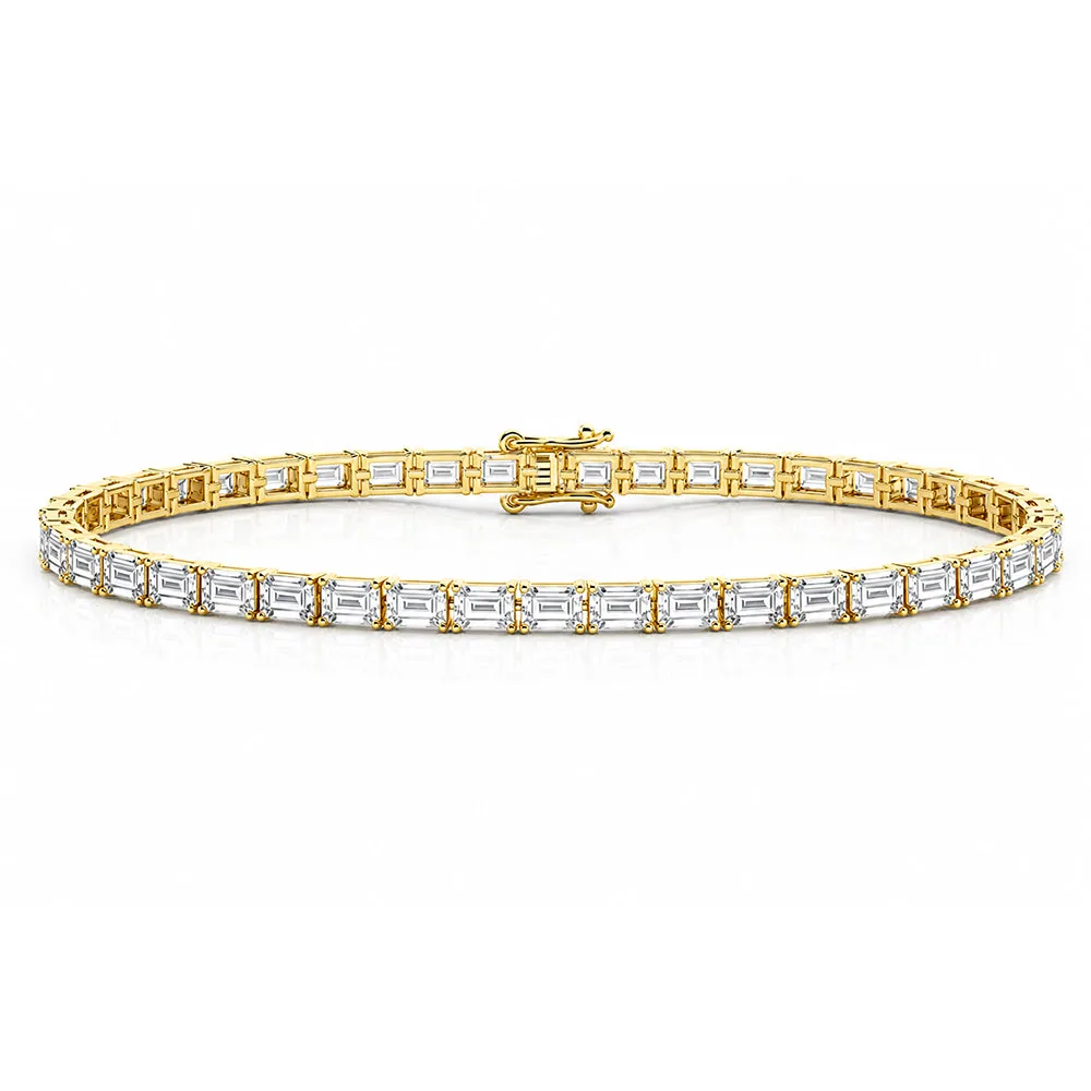 14k Yellow Gold 4.0Ct Emerald Cut Lab Grown IGI Diamond Tennis Bracelet Women’s