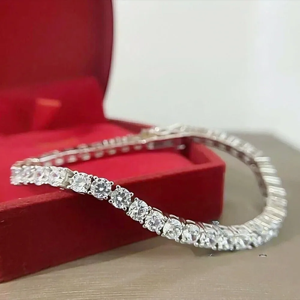 Luxurious Certified 6.50Ct Round Cut Natural Diamond Tennis Bracelet 14k Gold - view 5