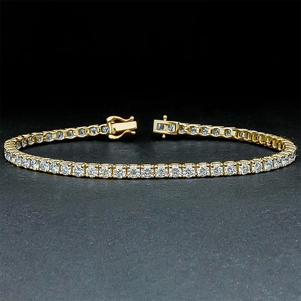 18k Yellow Gold 5.50Ct Round Certified Lab Grown/CVD Diamond Tennis Bracelet - view 2