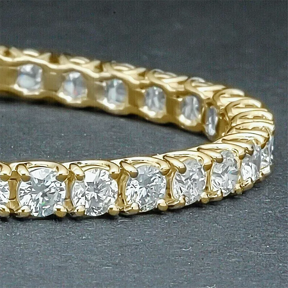 18k Yellow Gold 5.50Ct Round Certified Lab Grown/CVD Diamond Tennis Bracelet - view 4