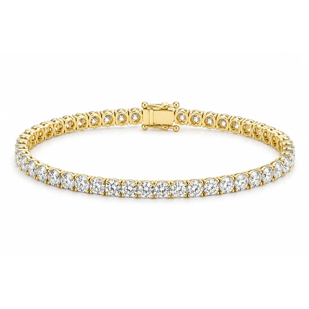 18k Yellow Gold 5.50Ct Round Certified Lab Grown/CVD Diamond Tennis Bracelet